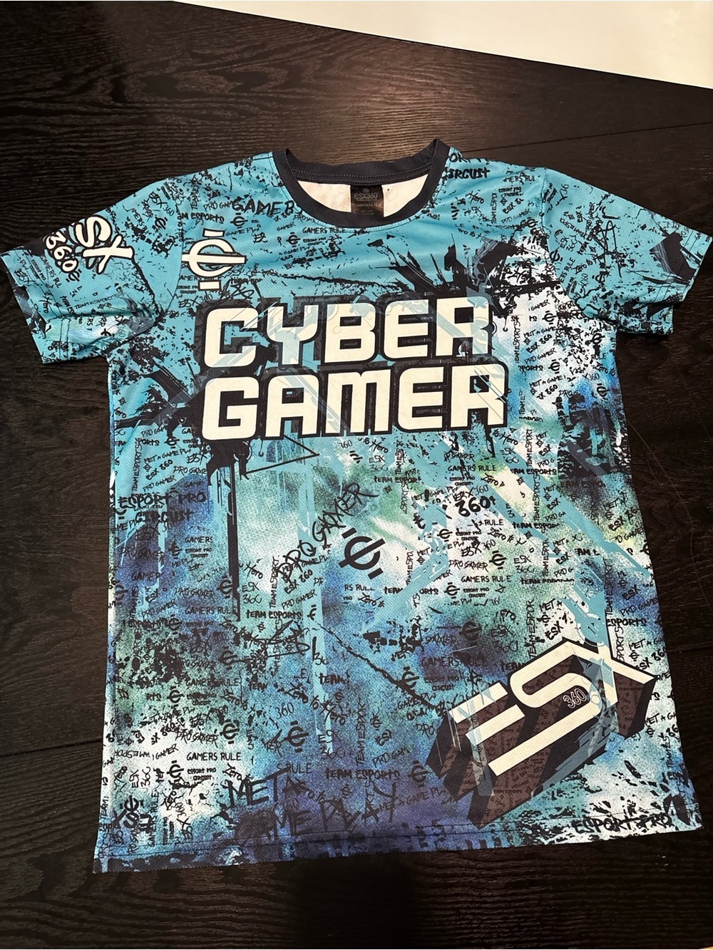 Cyber Gamer Graphic Tee - Turquoise Blue
